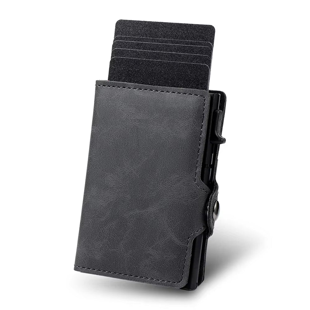 Кошелек картхолдер из полиуретановой кожи с RFID-защитой.