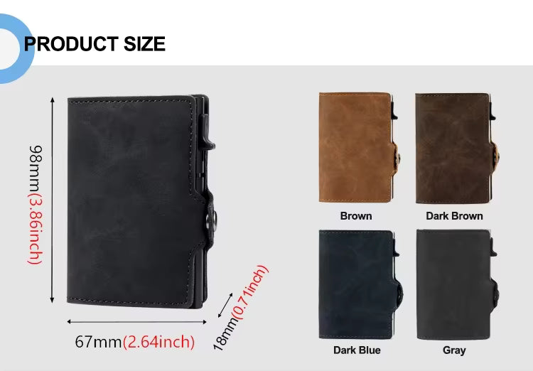 Кошелек картхолдер из полиуретановой кожи с RFID-защитой.